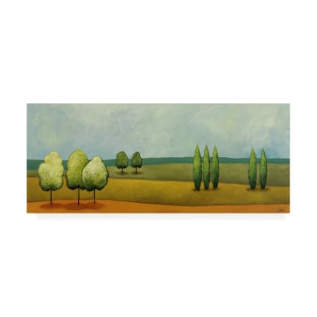 Pablo Esteban 'Green Tuscan Paint Landscape 1' Canvas Art,20x47